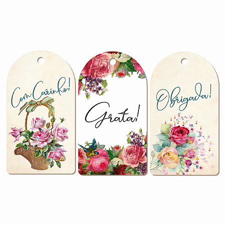 Kit Tag Floral Etiqueta Pra Presente 5x9cm 24un Tag Sortidas