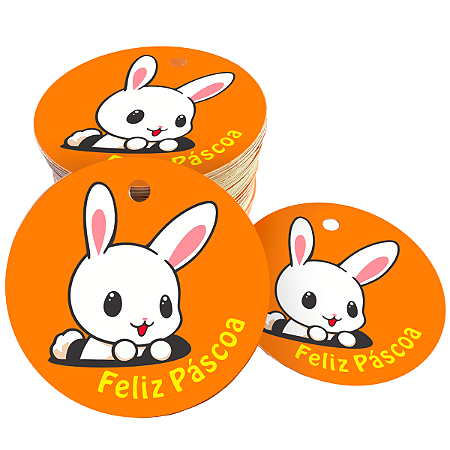 100 Tags Feliz Páscoa Coelho Laranja 60cm Para Personalizar