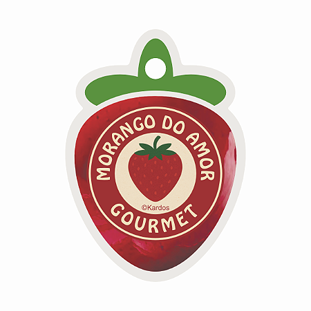 Tag Morango do Amor Gourmet Confeitaria Etiquetas 4x6cm 50un