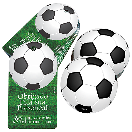 Kit Tag e Aplique Futebol para Aniversário Obrigado Pela Presença da Kardos