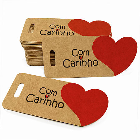 Tag Com Carinho de Coração Mimos Presentes KARDOS Kraft 50un