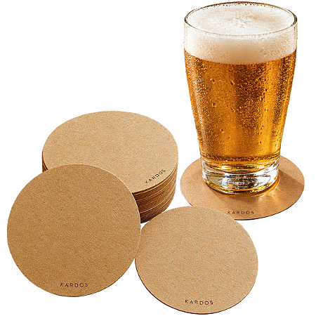 Bolacha Porta Copo e Bebidas em Kraft Redonda 9cm Kardos 10u