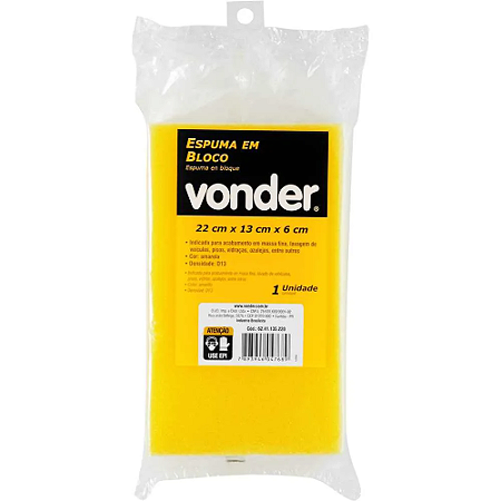 ESPONJA EM BLOCO 22X13X6CM VONDER