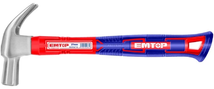 Martelo Unha 27mm Cabo Fibra Azul/Vermelho Emtop
