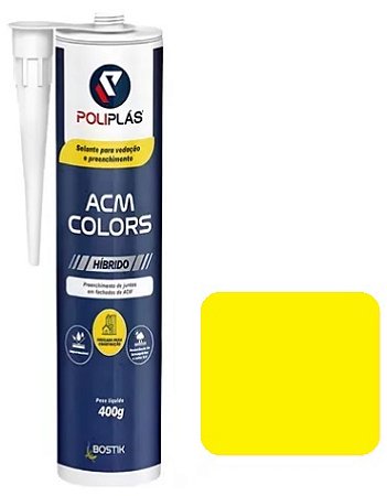 Selante Adesivo Silicone Pu De Polímero Híbrido Cola Acm Amarelo 400Gr
