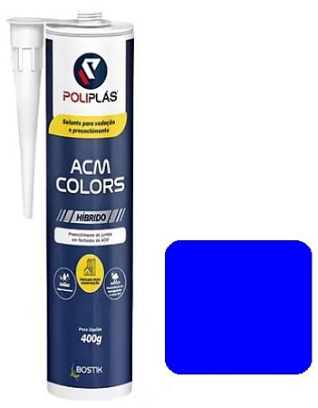 Selante Adesivo Silicone Pu De Polímero Híbrido Cola Acm Azul 400Gr