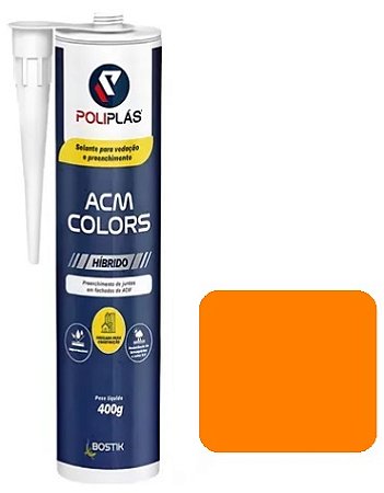 Selante Adesivo Silicone Pu De Polímero Híbrido Cola Acm Laranja 400Gr