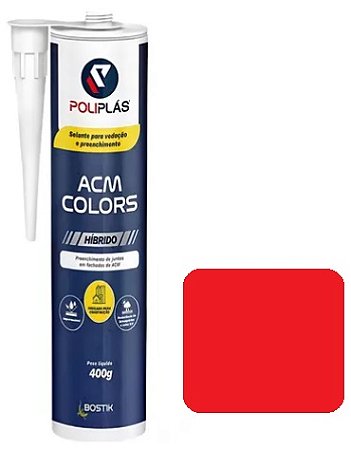Selante Adesivo Silicone Pu De Polímero Híbrido Cola Acm Vermelho 400Gr