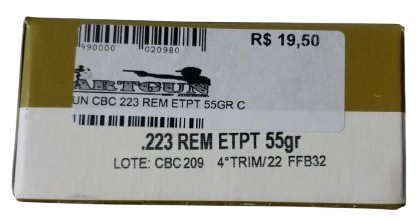 MUNIÇÃO CBC 223 REM ETPT 55GR C