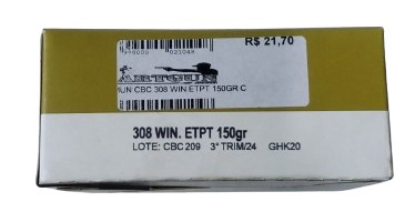 MUNIÇÃO CBC 308 WIN ETPT 150GR C