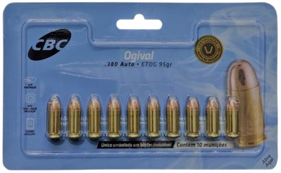 MUNIÇÃO CBC 380AUTO ETOG +P 95GR BLST C