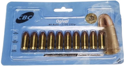 MUNIÇÃO CBC 45AUTO ETOG 230GR BLIS C