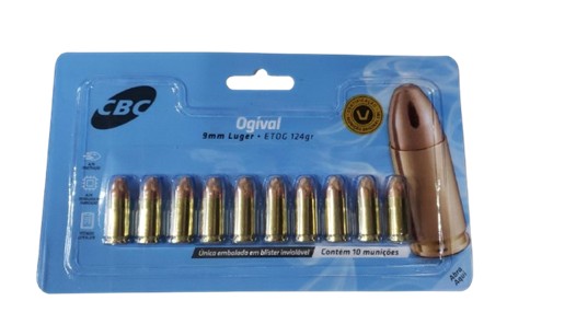 MUNIÇÃO CBC 9MMLGR ETOG 124GR BLIS C
