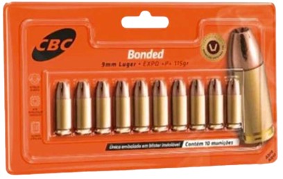 MUNIÇÃO CBC 9MMLGR EXPO +P+ 115GR BOND BLS C