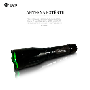 Lanterna Com LED Verde Green REMOTA BIN'G Recarregável Alta Qualidade