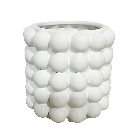 Vaso de Cerâmica Bubble Branco 13,5x13 cm