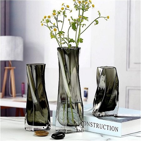 Vaso Decorativo em Vidro Formas Fume 13,5X7,5cm