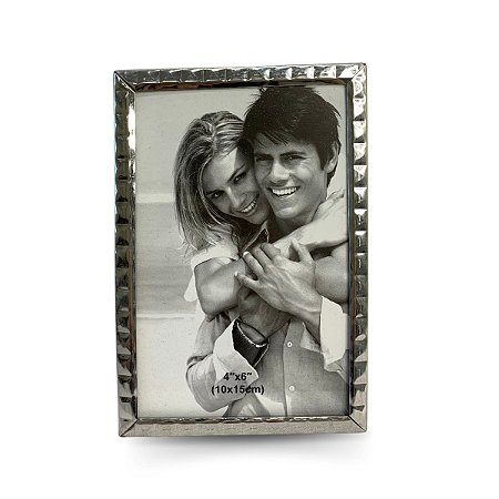 Porta Retrato Moldura em Aço Inox 10x15cm Parede Mesa