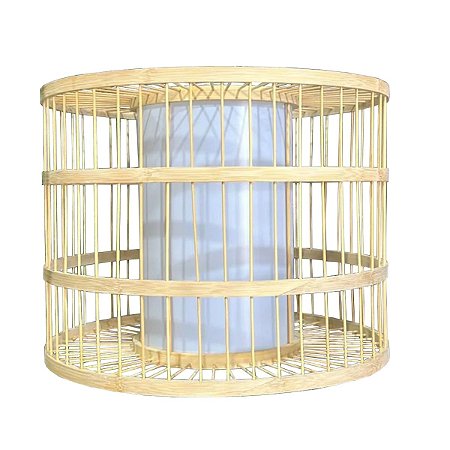 Luminária Decorativa de Bambu Circular 45x60 cm