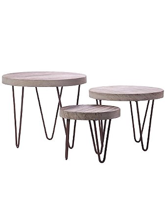 Kit Suporte MDF com Pé Metal 3 Pçs 12x14 | 19x15 | 19x22cm