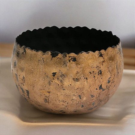 Cachepô Metal Indiano Textura Dourado 7,5X11,5cm