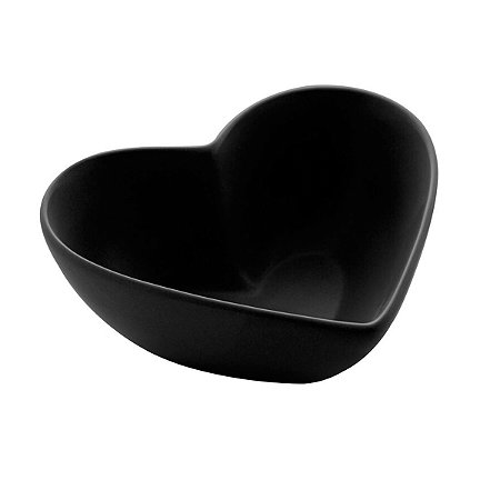 Bowl Coração Decorativo de Cerâmica Heart Preto 14X13X5cm