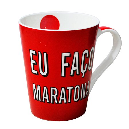 Caneca Eu Faço Maratona para Café/Chá de 370ml Porcelana