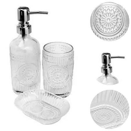 Conjunto para Banheiro Vidro Lux Royal 3 Peças