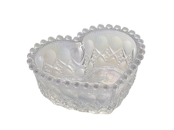 Mini Travessa de Vidro Sodo-Calcico Coração Balls Rainbow Metalizado 13,5X12X5cm