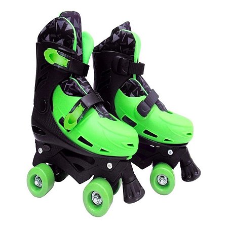 Patins Inline Ajustável com 4 Rodas - Numeração do 37 ao 40 - VERDE