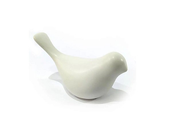 Enfeite Pássaro em Cerâmica 13X07cm Branco