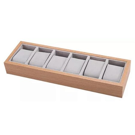 Porta Relógio Thai Madeira com Veludo X6 33X11X4,5cm