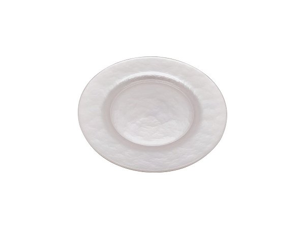 Prato Decorativo em Vidro Madre Pérola Branco - 20,5cm