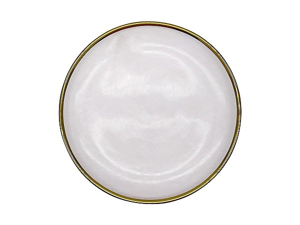 Prato Raso em Vidro Texturizado com Filete Dourado - 26,5cm