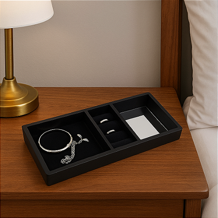 Bandeja Porta Joias em MDF com Espelho 39,5 X 13,5cm