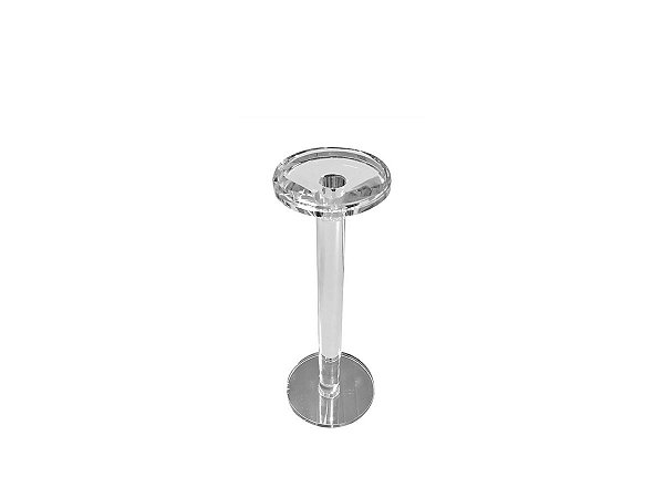Castiçal de Cristal Liso com Base Espelhada - 30cm