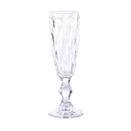Taça Champanhe Vinho Vidro Diamante Transparente Kit 6 Pçs