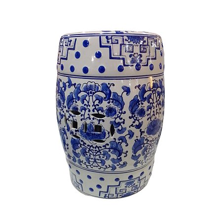 GARDEN SEAT CERAMICA AZUL 26.5X45CM