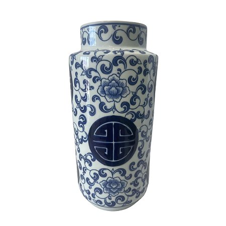 VASO CERAMICA ESTAMPA AZUL 15X33CM