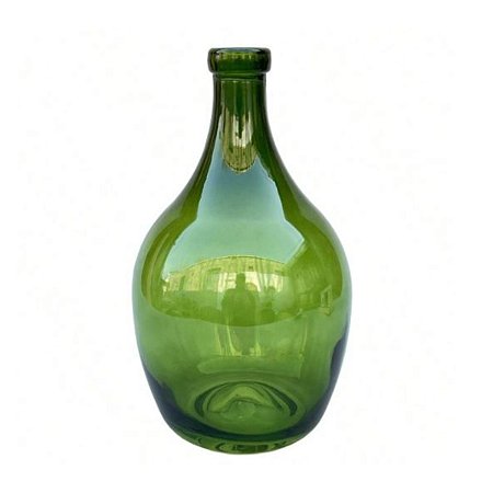 Vaso Decorativo Bojudo em Vidro Verde Grande 40 cm