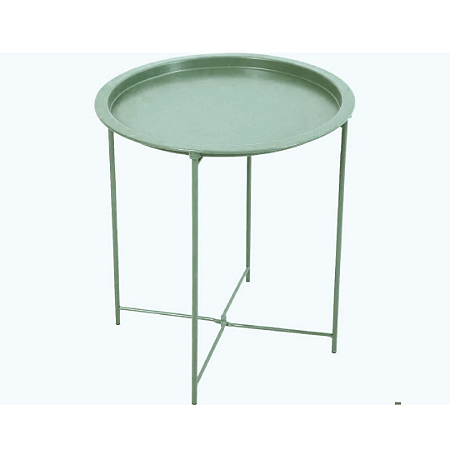 Mesa Lateral Redonda de Metal com Bandeja Decorativa