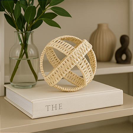 BOLA DE PALHA DECORATIVA NATURAL 18CM