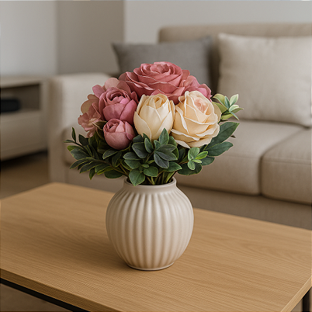 BUQUÊ DE ROSAS X7 ROSE 28CM