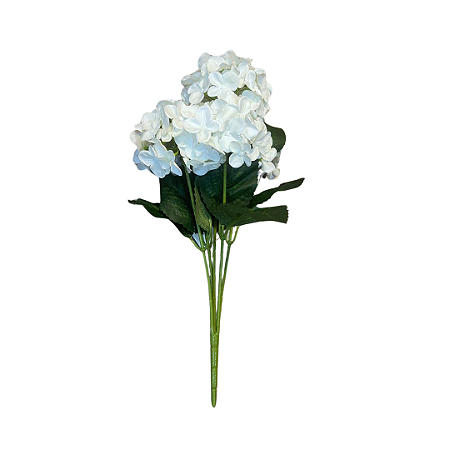 BUQUÊ DE HORTÊNCIA TOQUE REAL BRANCA X5 43CM