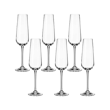 JOGO DE TAÇAS EM CRISTAL CHAMPAGNE C/6 UN 210ML