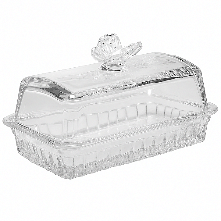 MANTEIGUEIRA DE VIDRO COM TAMPA BUTTERFLY 17X10,5X10CM