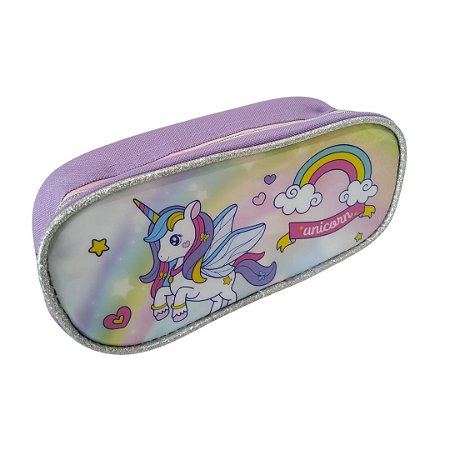 ESTOJO ESCOLAR SIMPLES UNICORN LILAS
