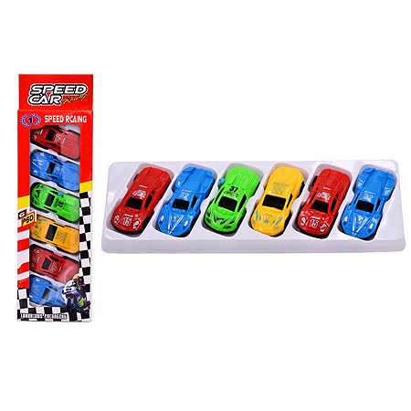 Carros de Plástico Speed Car Cores Sortidas Cartela com 6 Unidades