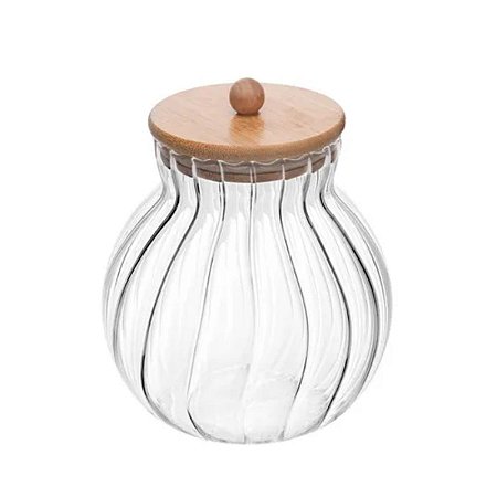 Pote de Vidro com Tampa de Bambu Classic 450 ml 14x16 cm