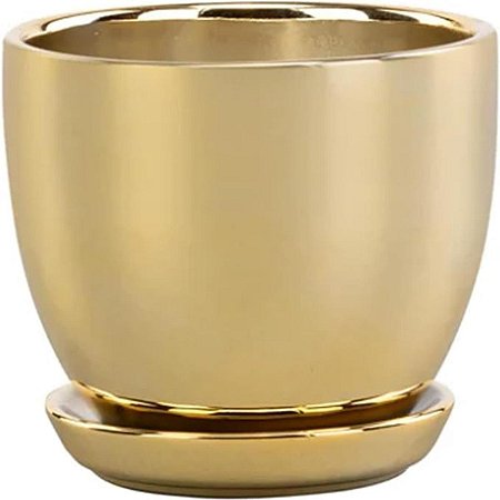Vaso Cerâmica Redondo Espelhado 22X19,5cm
